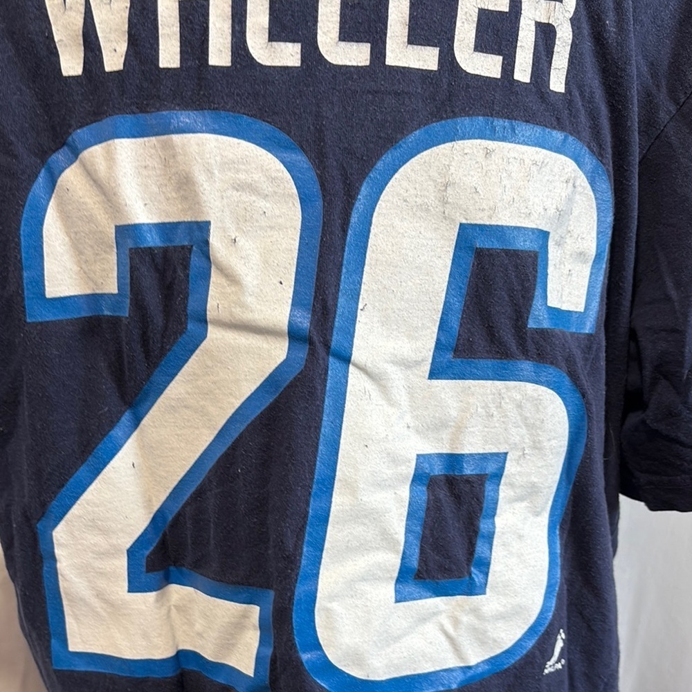 XL72 Reebok Blue Winnipeg Jets Wheeler Logo T Shirt - Picture 5 of 8